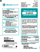 Sample Atrium Health Billing Statement